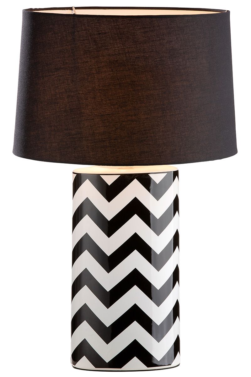 Table lamp "Illusion", zigzag pattern, ceramic, black/white