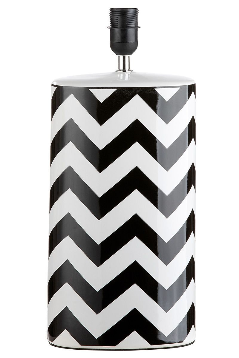 Table lamp "Illusion", zigzag pattern, ceramic, black/white