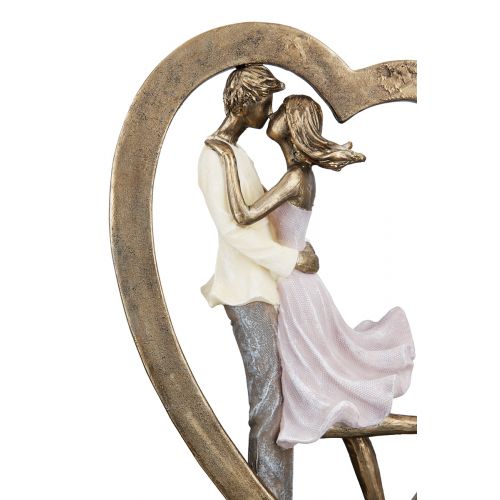 Couple in the Heart – Sculpture made of synthetic resin in gold-colored look
