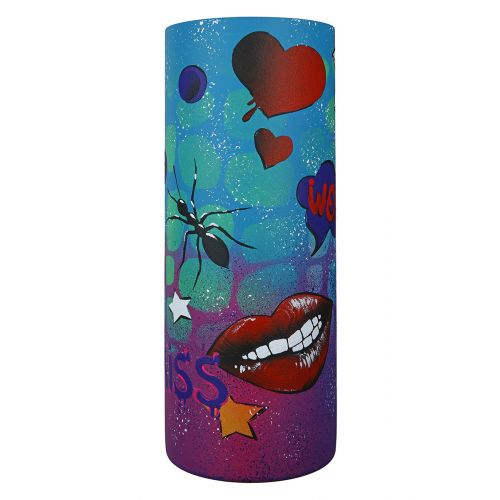 Street Art Vase – Glasvase mit Graffitimotiv und Herzdesign