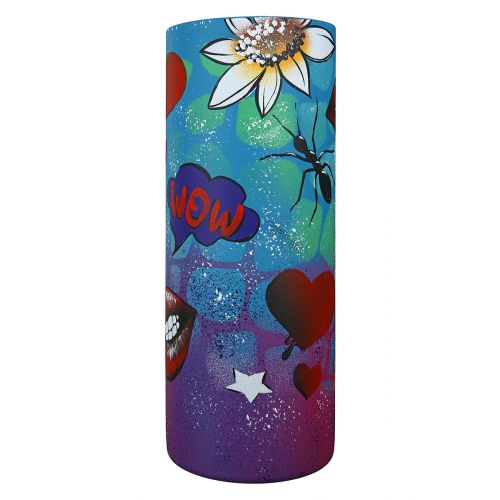 Street Art Vase – Glasvase mit Graffitimotiv und Herzdesign