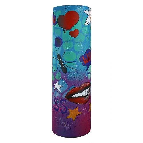 Street Art Vase – Glasvase mit Graffitimotiv und Herzdesign