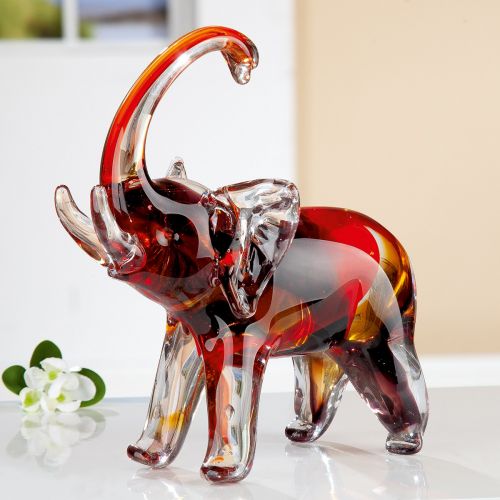Elephant – Mouth-blown glass figure in red