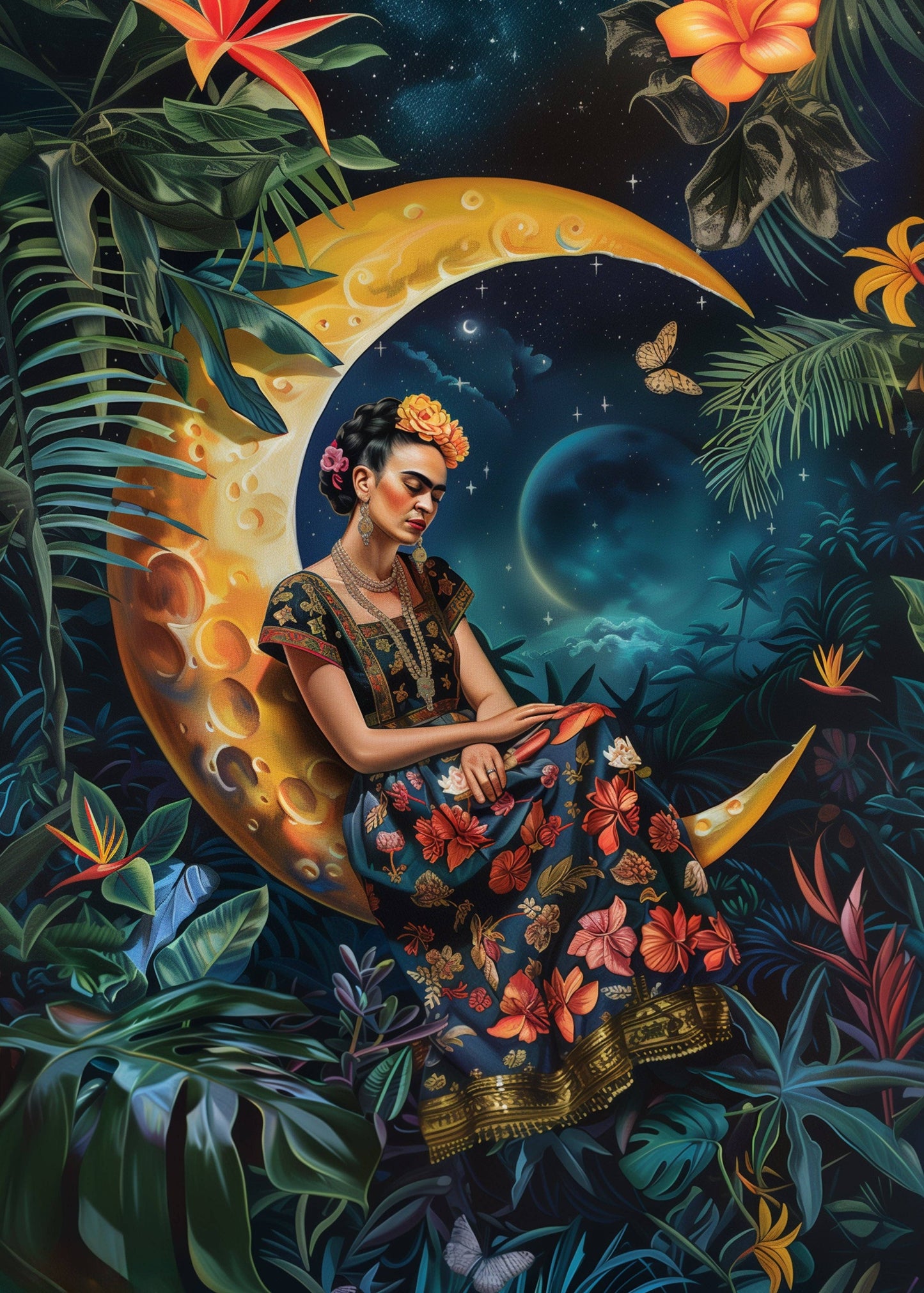 Frida Kahlo: Mond | Fripperies – Elegante Karte im A6-Format