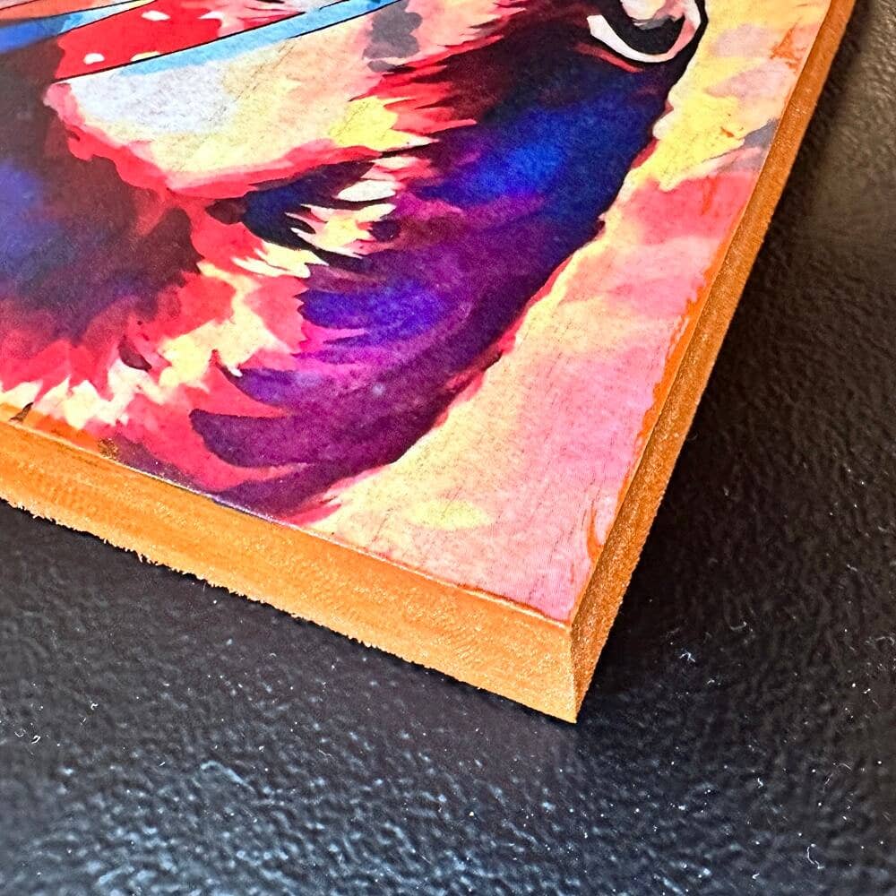Klopf auf Holz: Impressed David – Handgefertigtes Kunstwerk aus Holz 15x15 cm