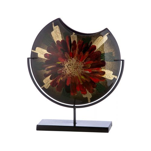 Doré – Hand-painted, round glass vase with floral pattern