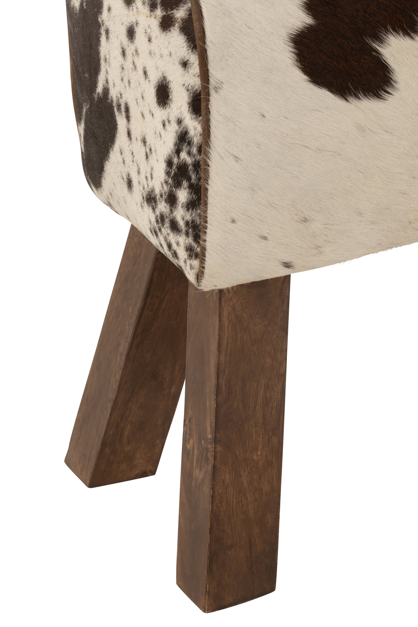 Hocker „Kuh“ – Rustikaler Charme aus Mangoholz und Kuhfell