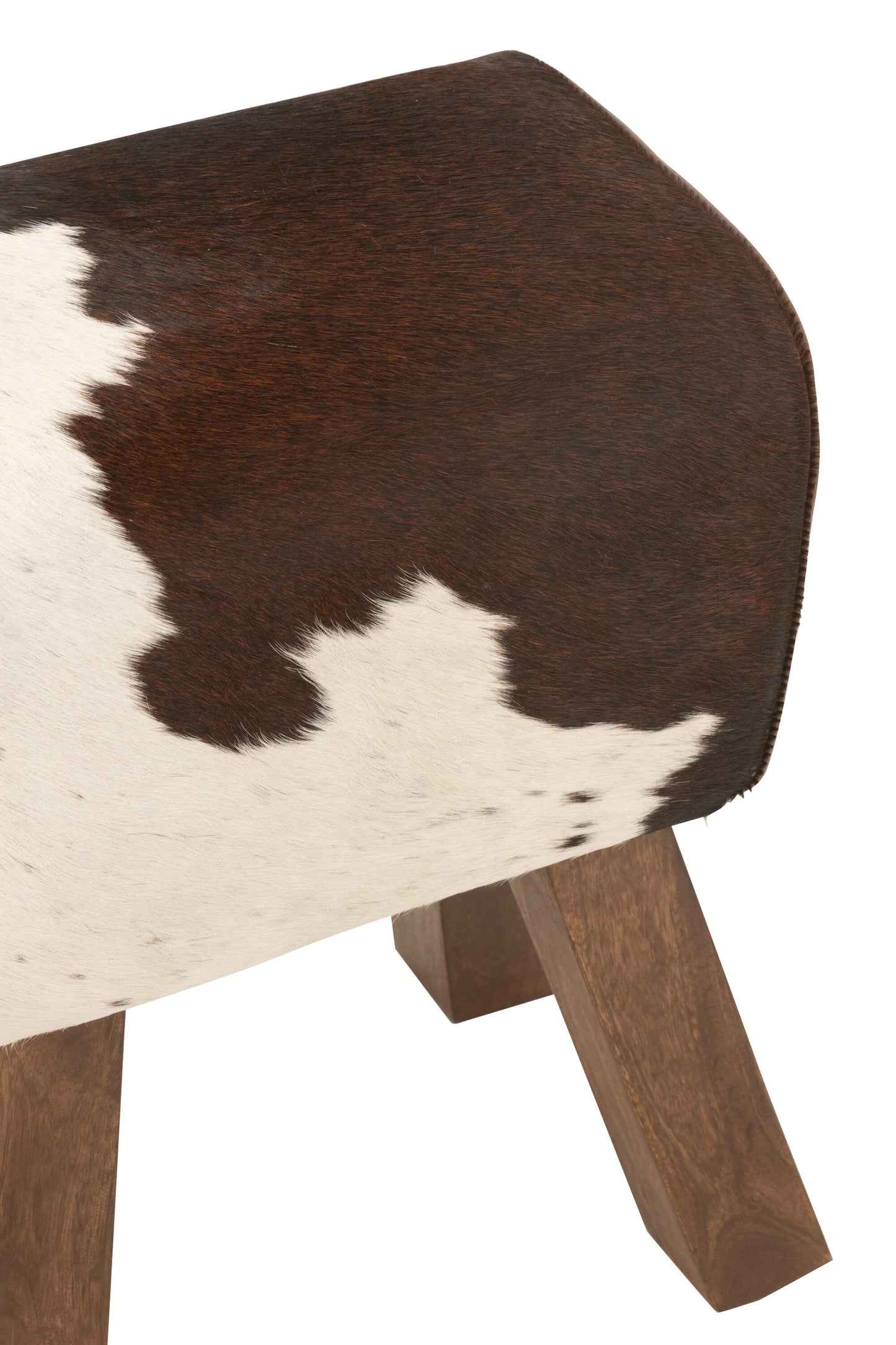 Hocker „Kuh“ – Rustikaler Charme aus Mangoholz und Kuhfell