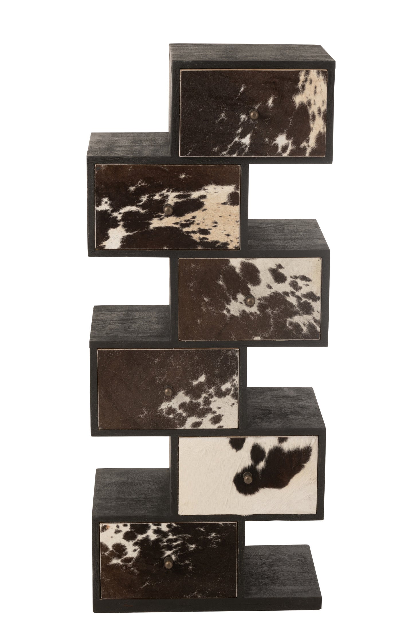 Drawer cabinet “Cow” – Unique design made of mango wood and fur