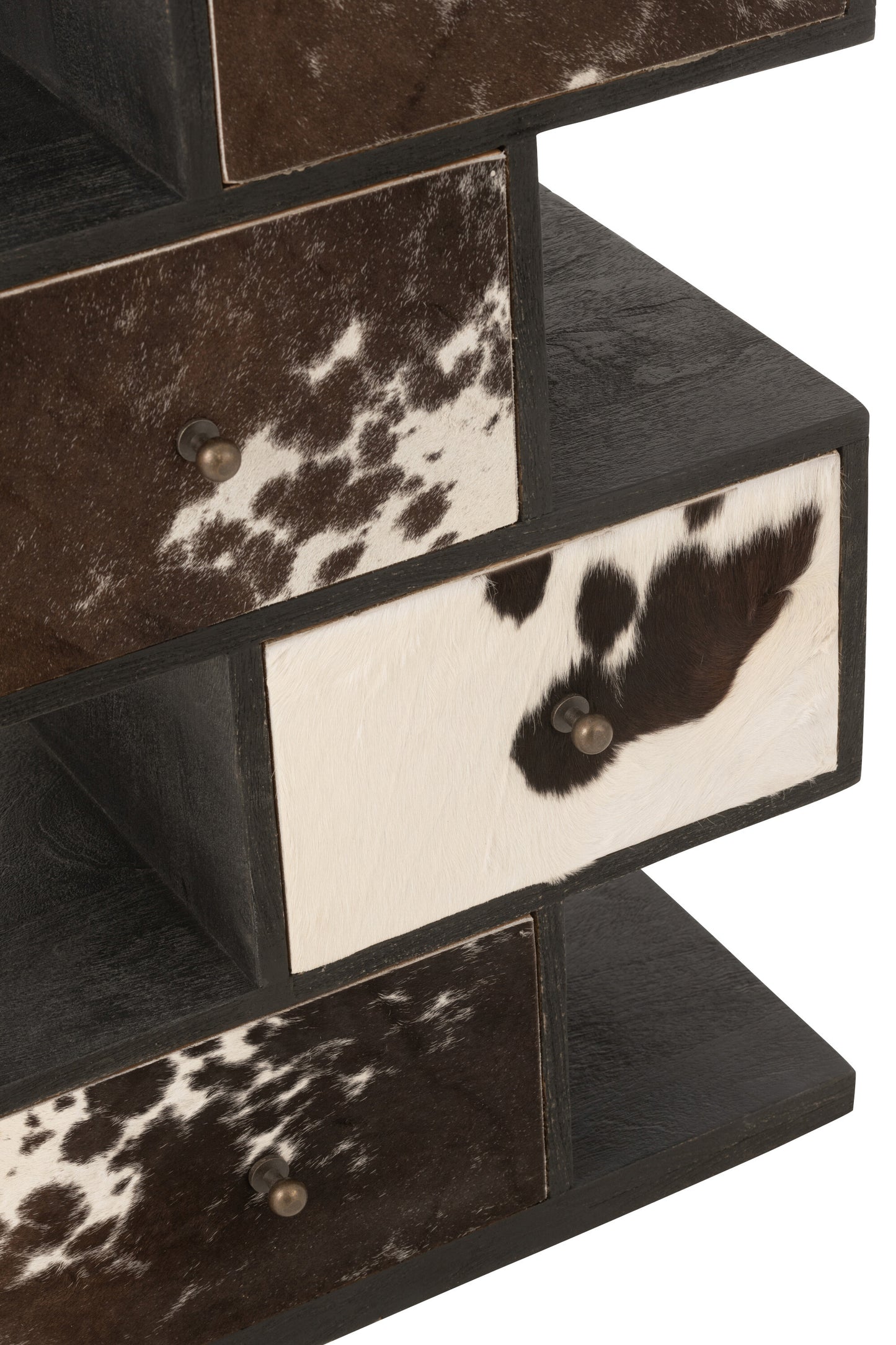 Drawer cabinet “Cow” – Unique design made of mango wood and fur