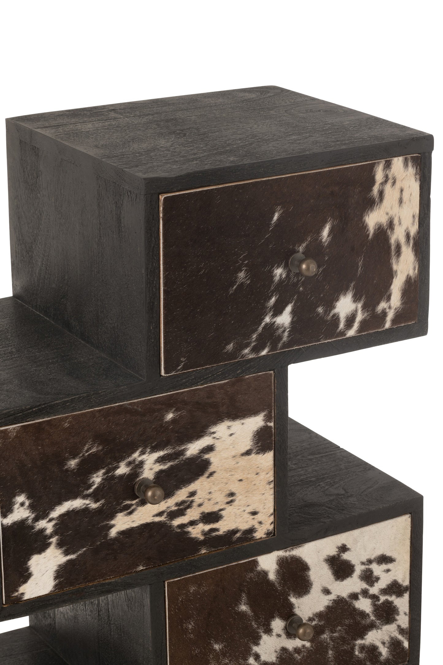 Drawer cabinet “Cow” – Unique design made of mango wood and fur