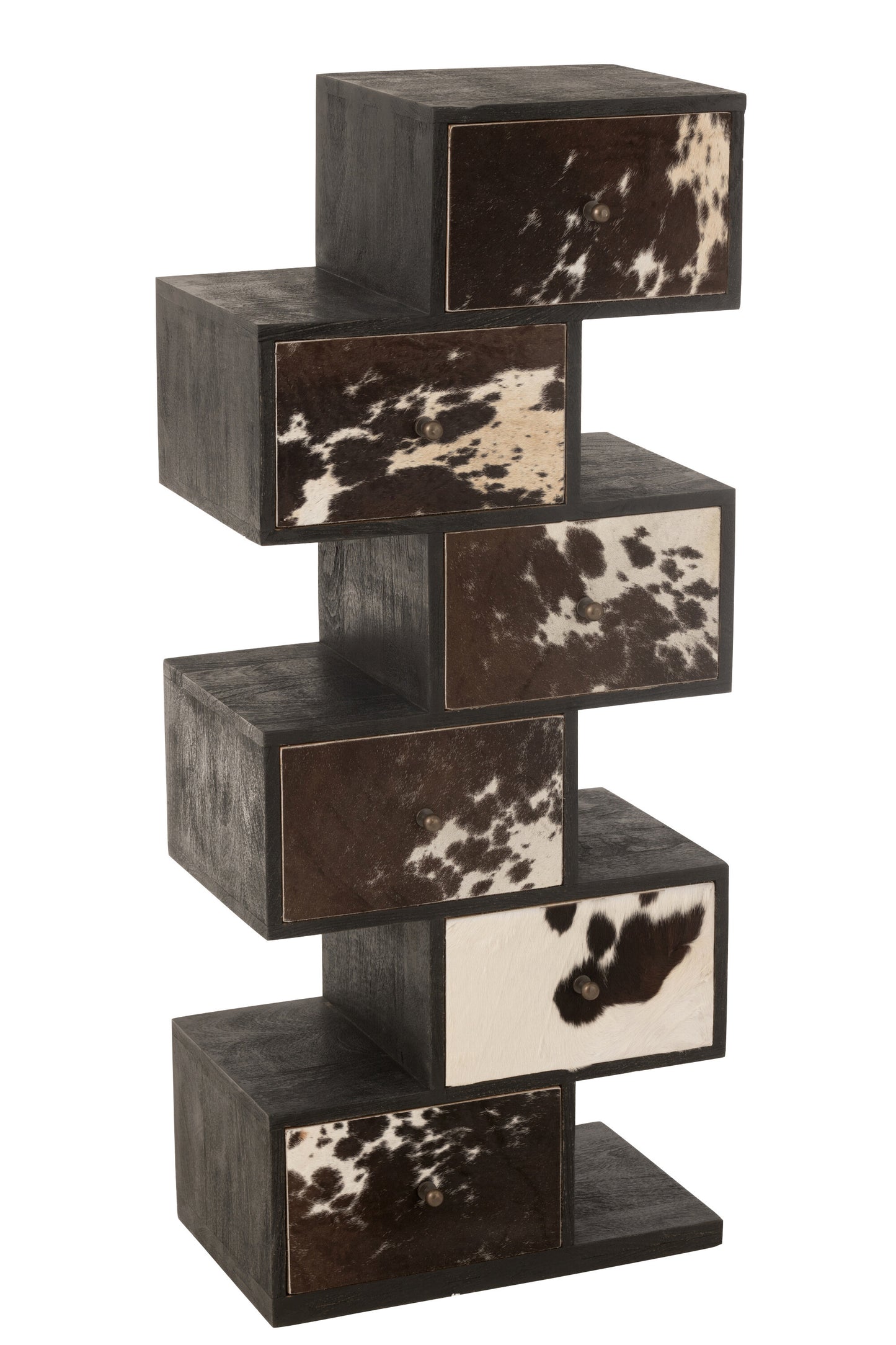 Drawer cabinet “Cow” – Unique design made of mango wood and fur