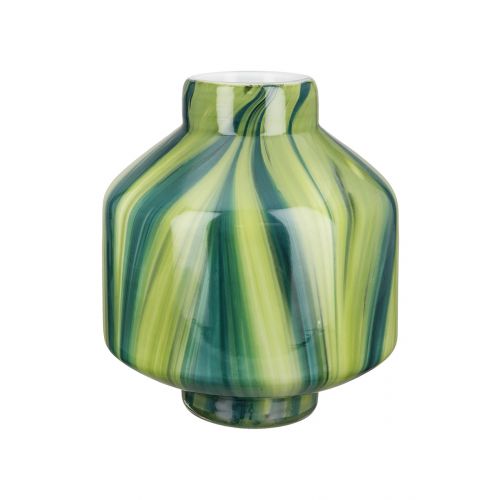 Verdo – Gestreifte Vase aus grünem Glas