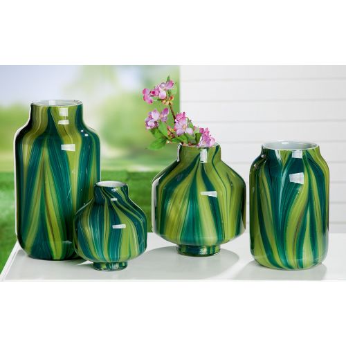 Verdo – Gestreifte Vase aus grünem Glas