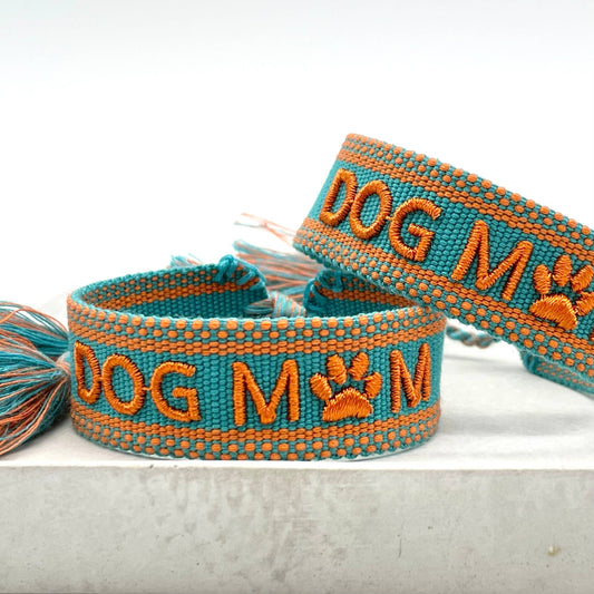 DOG MOM statement bracelet woven, embroidered