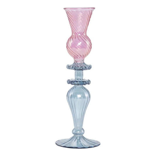 Moonlight Copenhagen Mary glass candle holder, pink/blue