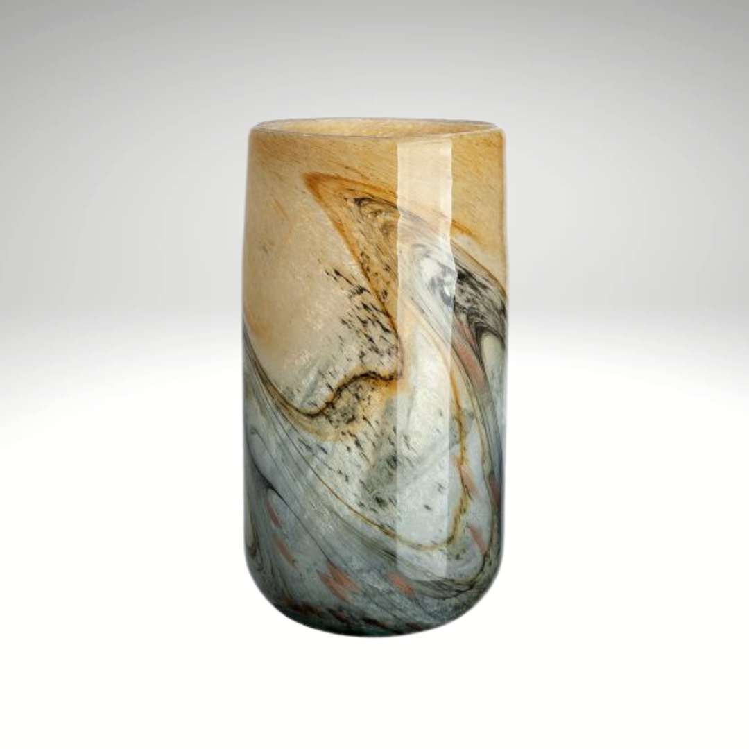 Vida – glass vase in blue and brown. Height 35.5 cm