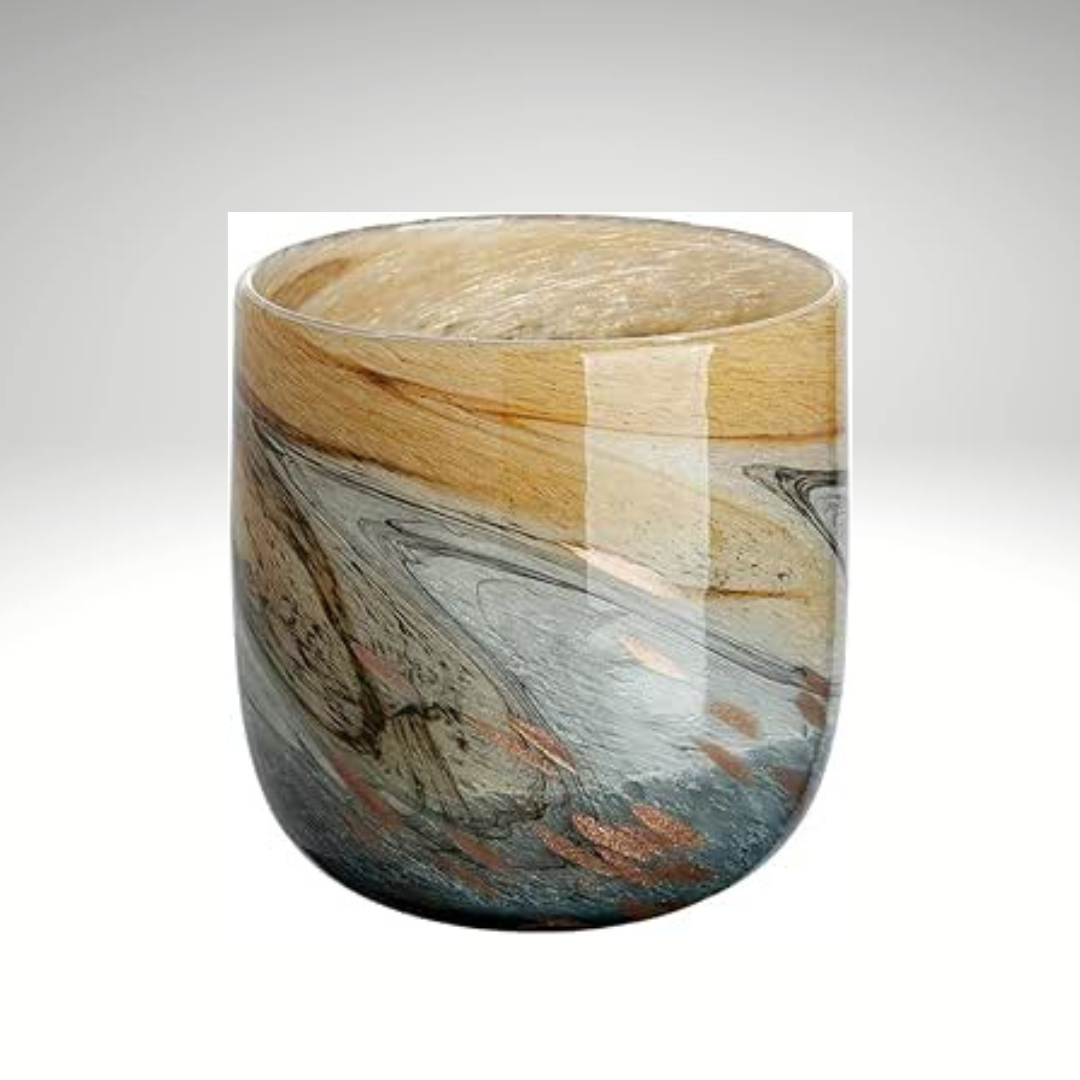 Vida – glass vase in blue and brown, height 30.5 cm