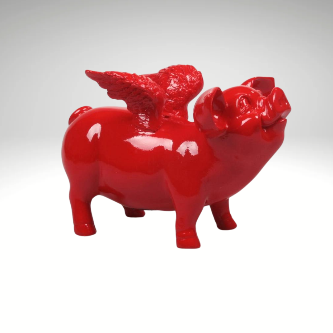 PIGGY BANK WITH WINGS Red