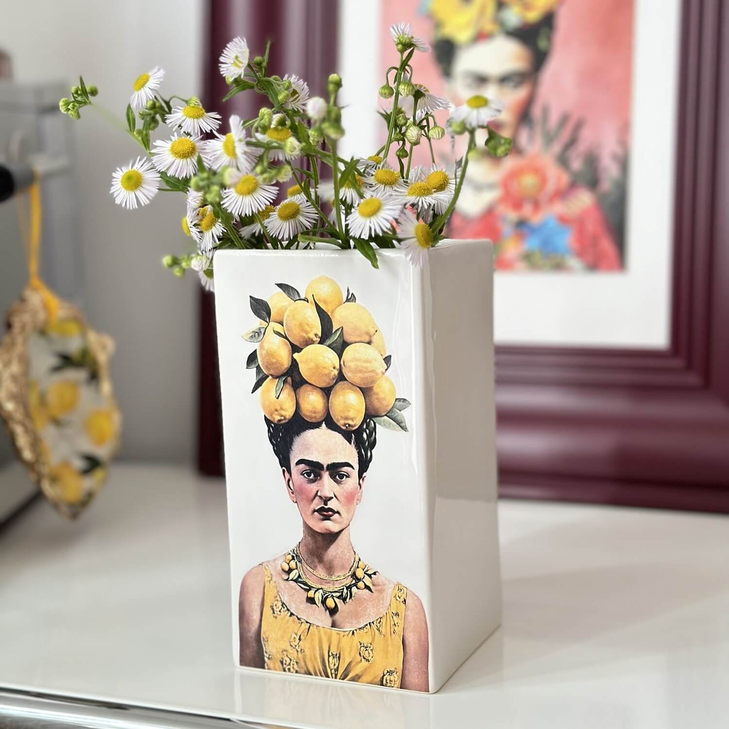 Vase stoneware "Lemon Frida", 16 cm