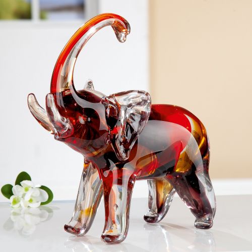 Elefant – Mundgeblasene Glasfigur in Rot