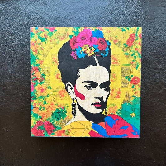 Wood in the Hut: Pop-Art Frida – Handmade wooden artwork 15x15 cm