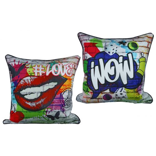 Street Art – Square cushion set with graffiti motif