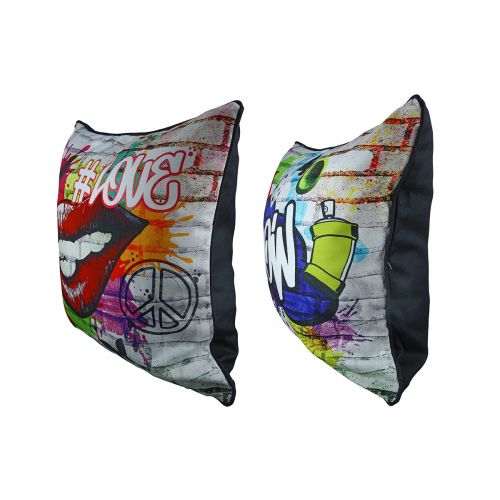 Street Art – Square cushion set with graffiti motif