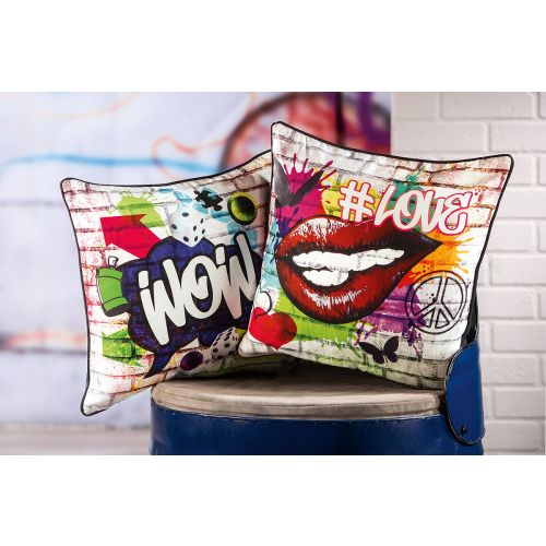 Street Art – Square cushion set with graffiti motif