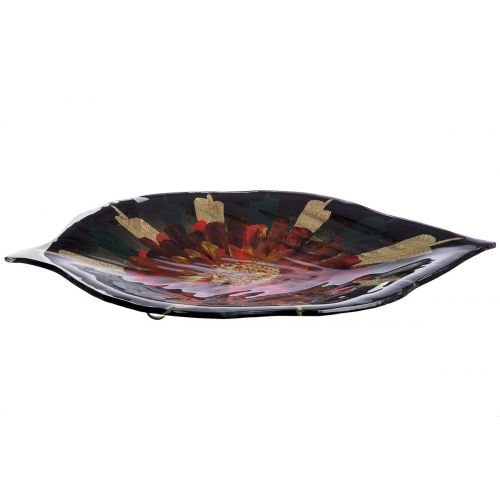 Doré – Hand-painted oval glass bowl with floral pattern