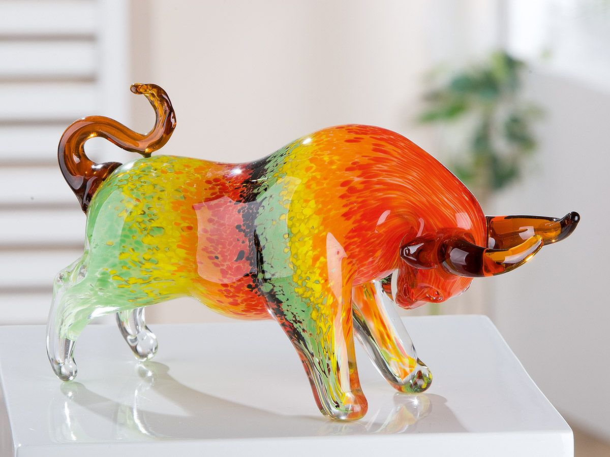 Stier – Handgefertigte Glasfigur in leuchtenden Farben