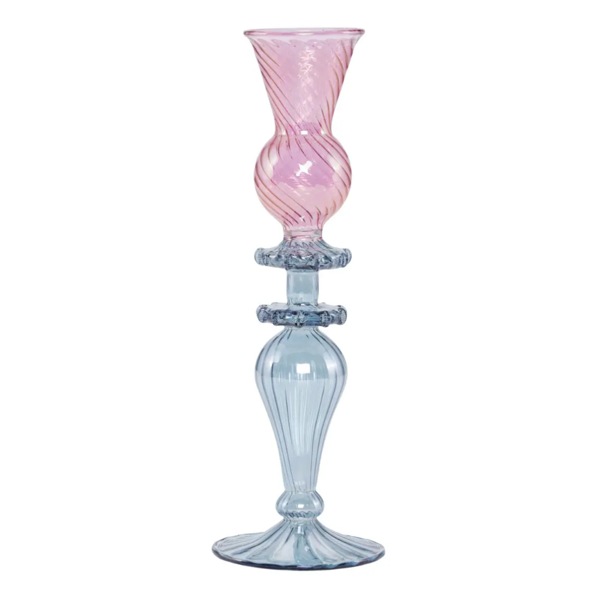 Moonlight Copenhagen Mary Kerzenhalter aus Glas, rosa/blau