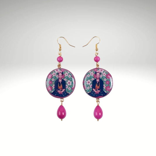 Handmade wooden earrings – Frida Kahlo design