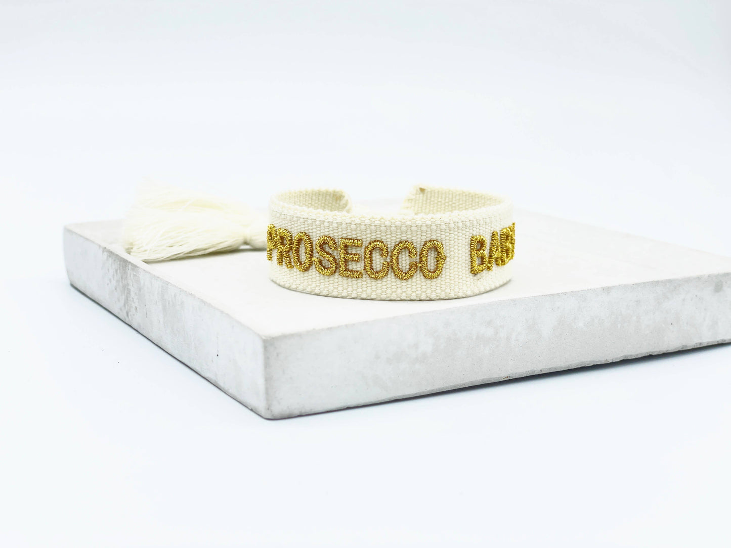 PROSECCO BABY – Gewebtes Statement-Armband mit Charme