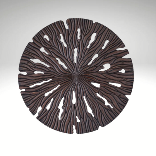 Bonte Brown – Round wall panel with artistically carved waves