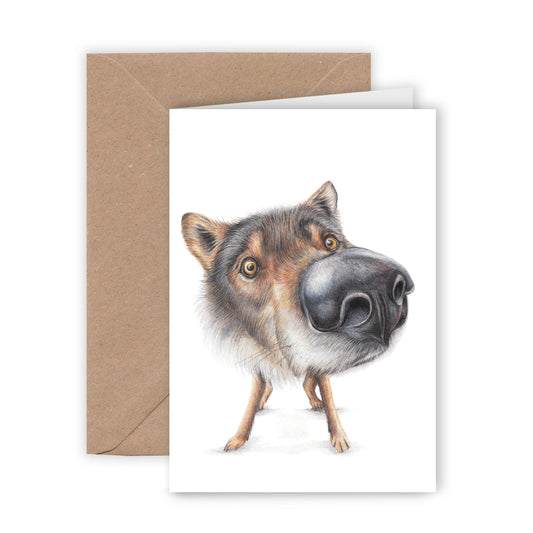 Funny Wolf Greeting Card, Animal Birthday Card, Blank Cards