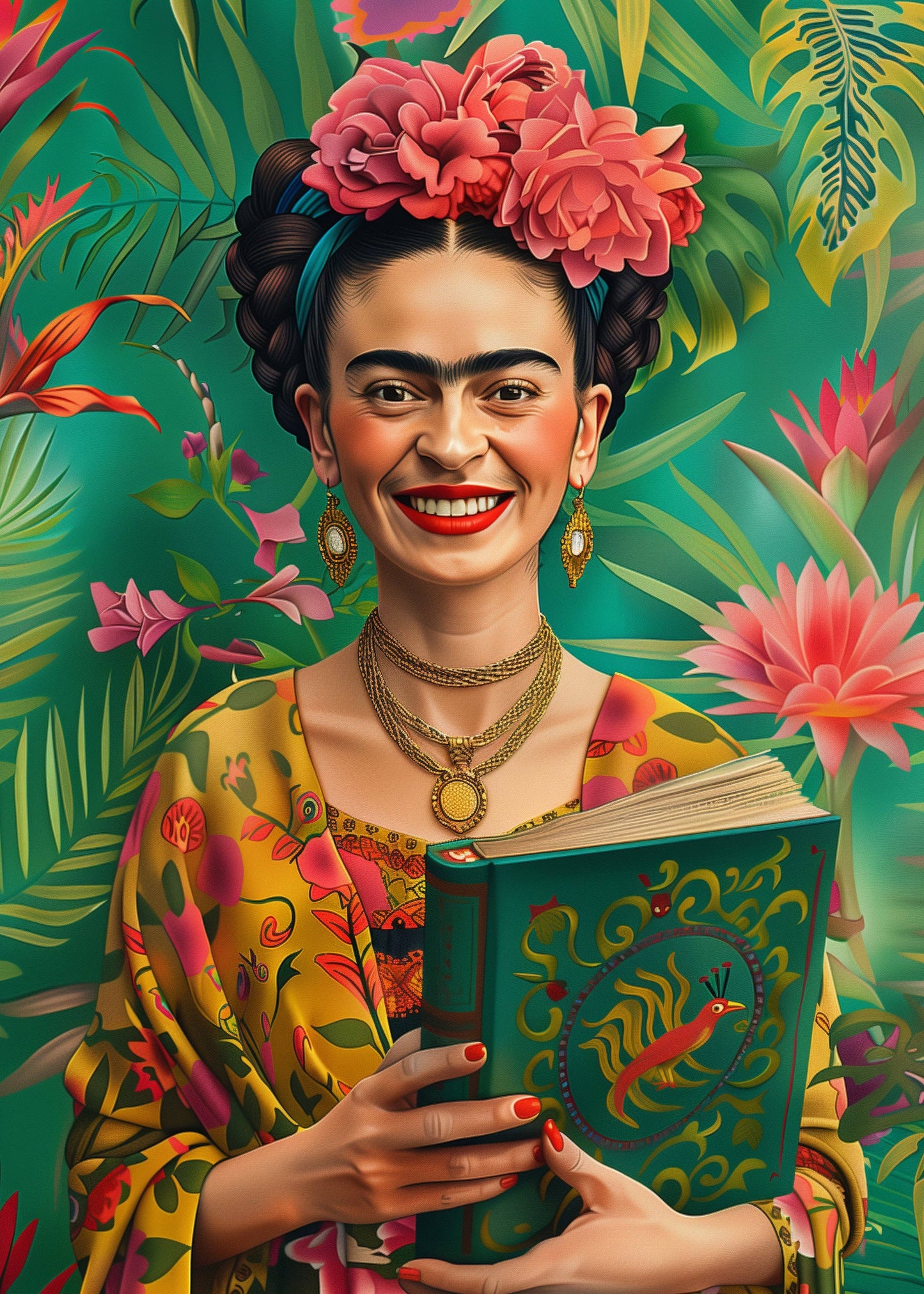 Frida Kahlo: Frida Kahlo mit Buch | Kaart Fripperies