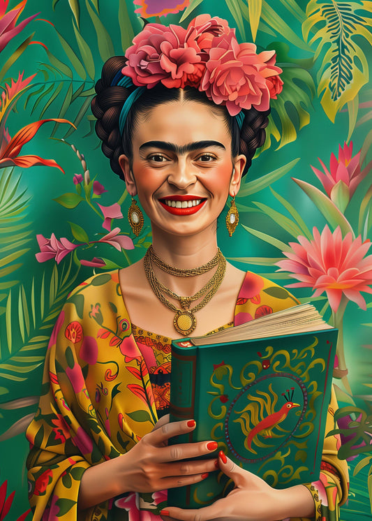 Frida Kahlo: Frida Kahlo with book | Check Fripperies